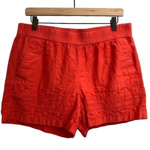 J. Crew | Coral Eyelet Cotton Shorts | M